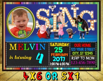 Sing Invitation, Sing Birthday, Sing Party, Sing Invites, Sing Printables, Sing Invite, Sing Printable Digital Card, Sing Movie Invitation