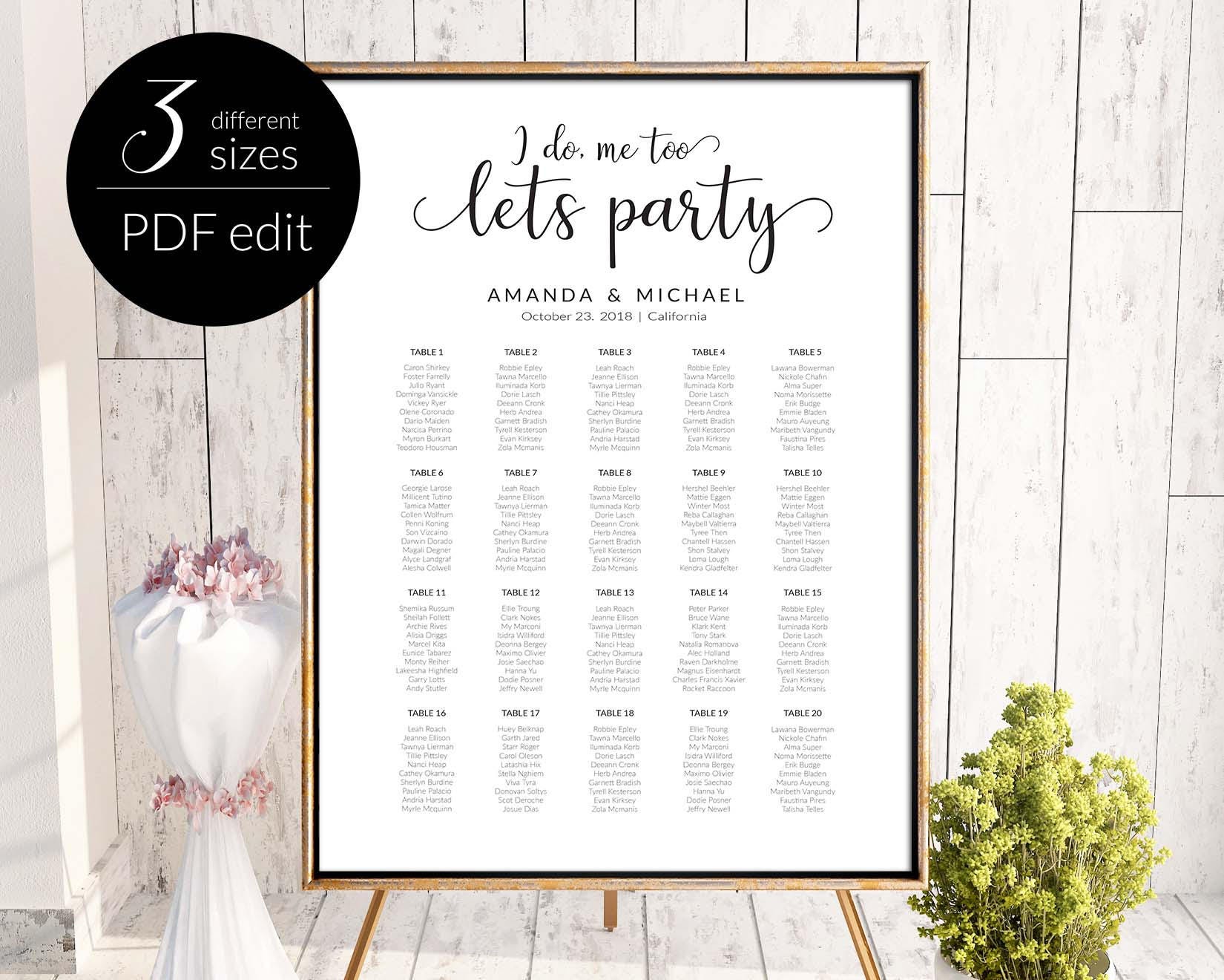 Wedding Seating Chart Template Seating Plan Seating