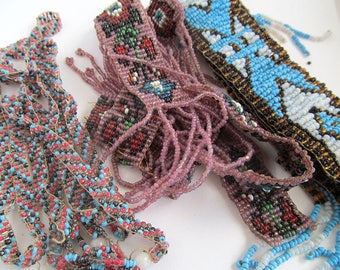 Art Deco French Sautoir Necklaces, Loomed Beadwork, Native American Beadwork, Destash Antique Beads, Flapper Beads, Moonlilydesigns