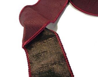 Deep Maroon With Bronze Underside Wired Ribbon 2.5" Wide