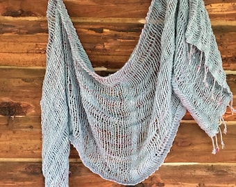 Handwoven cotton shawl, wrap or scarf, cotton handspun yarn, accessory,