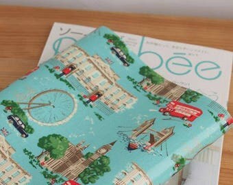 2698 - Cath Kidston London (Aqua Blue) Oilcloth Waterproof Fabric - 28 Inch (Width) x 17 Inch (Length)