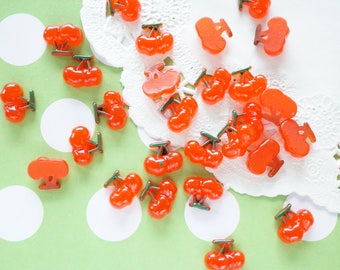 SALE 20 pcs Teeny Clear Red Cherry Cabochon (9mm11mm) Resin inserts FR087 (((LAST/ no restock)))