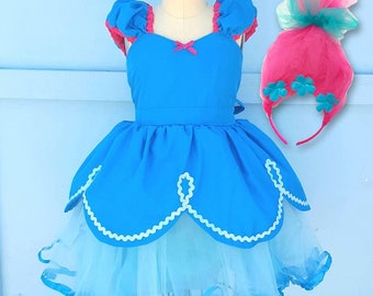 Poppy Troll dress, turquoise dress, Poppy Troll costume, Trolls birthday party, Poppy Troll tutu dress, Poppy troll Halloween costume