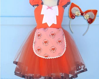 Girl's Fox Costume Dress - Plush Pullover Hooded Dress With Tail, X-Large, Halloween Party Animal Outfit - View #10