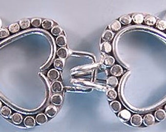 Bali Toggle Clasp Heart Clasp Sterling Silver B1106 (1) 5 Stranded Clasp, Five Strand Clasp, Sterling Silver Toggle Clasp, Bali Silver Clasp