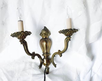 antique brass plug in wall sconce
