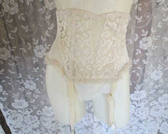 Vintage 1990s Ivory Lace Garter Belt