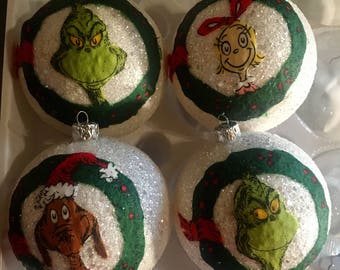 The Grinch inspired Christmas ornaments