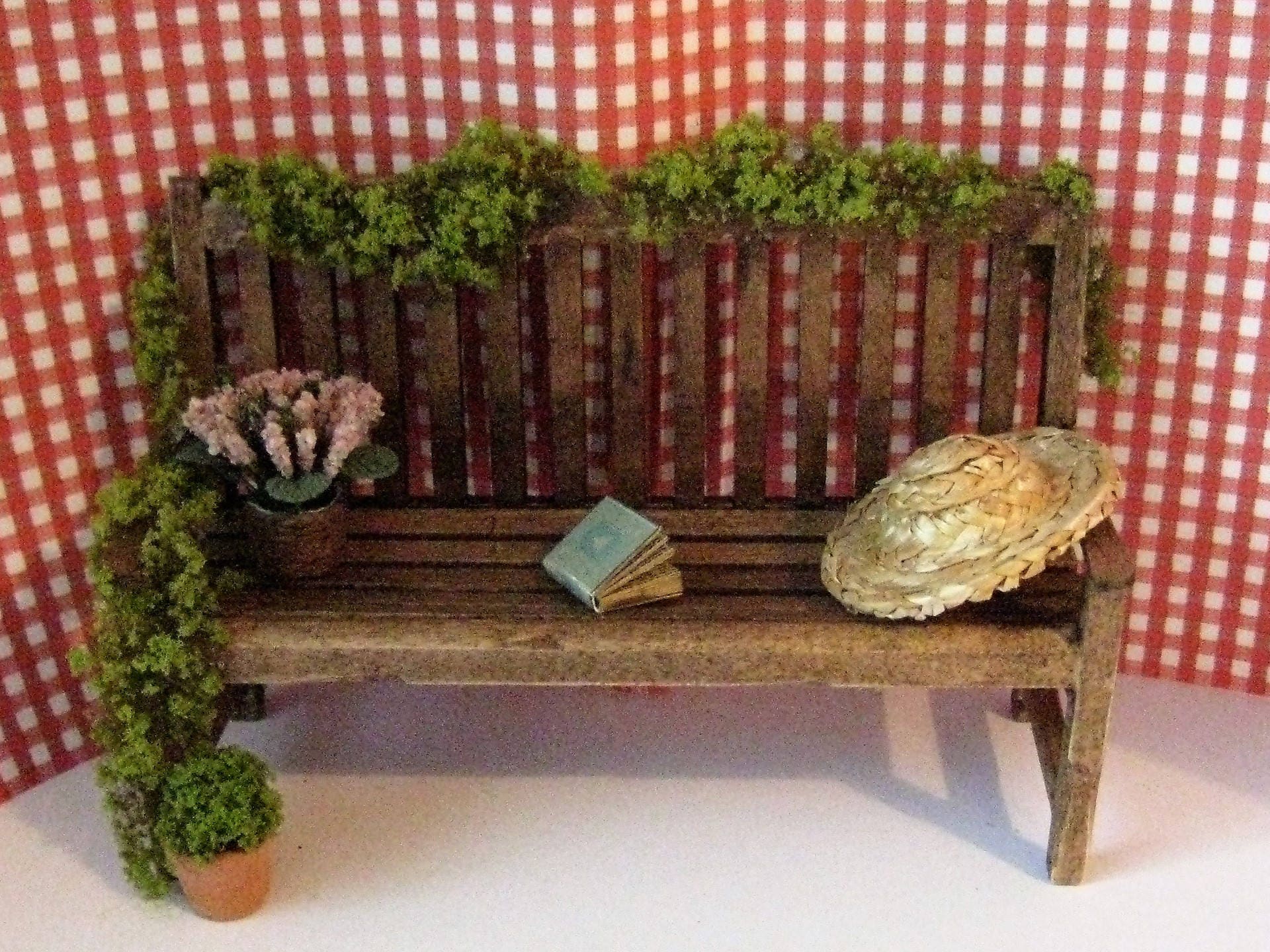 Dollhouse Miniature Garden bench Dollhouse bench Garden