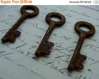 ONSALE 3 Antique Rusty Skeleton Keys Perfect Size for Assemblage and Jewelry Supplies