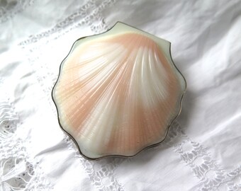 Antique Sea Shell Compact Russian Silver Cameo Glass Hallmarked 875 St. Petersburg, Russia