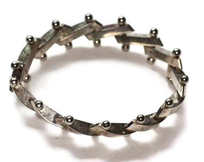 Sterling Modernist Bracelet Domed Barbell Links Vintage