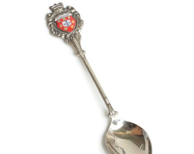 Portugal Collectors Spoon Coat of Arms Crown Finial Silver Plate Demi Tasse