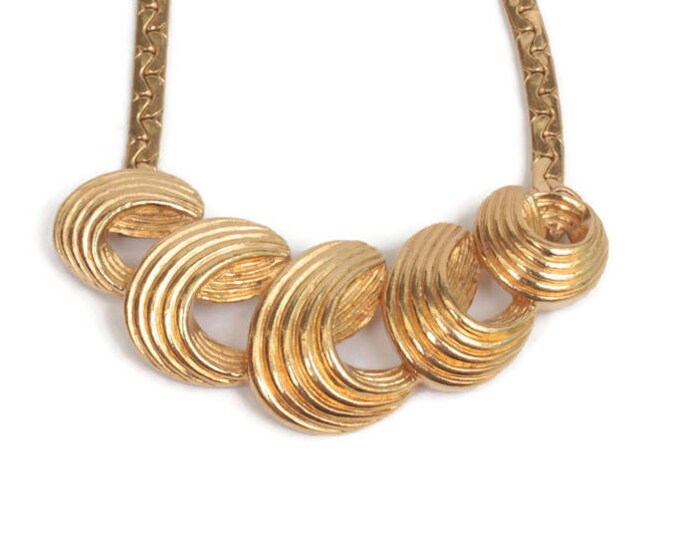 Mod Swirled Design Necklace Gold Tone Vintage Avon