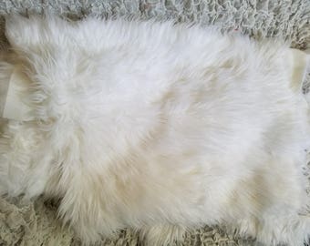 2" Pile Faux Fur Fabric REMNANTS - White, Gray