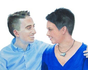 Custom Portrait, Couple Portrait, *CONVO FOR AVAILABILITY* Engagement Portrait, Watercolor Portrait, Wedding Gift, Anniversary Gift