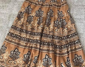 40% OFF Christmas in July Vintage Hippie Boho Tiered Cotton Skirt -- 1970's -- Size L-XL