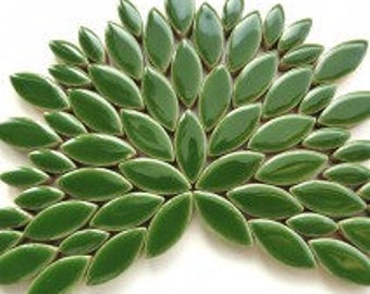 Eucalyptus Green Ceramic Petal Leaves Mix//Mosaic Supplies//Mosaic Pieces//Crafts//Mosaic Tiles