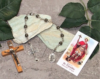 Unbreakable Catholic Relic Chaplet of St. Expedite - Patron Saint of Merchants, Navigators, Prompt Solutions and Against Procrastination