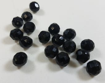 17 Black Cut Glass Round/Polygon Beads Necklace Bracelet Jewelry Making 6mm