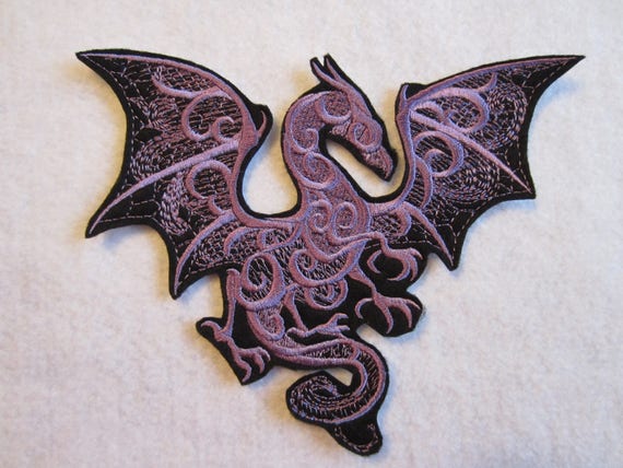 Embroidered Winged Dragon Iron On Patch Dragon Patch Dragon