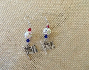 Red White And Blue Flag Charm Earrings