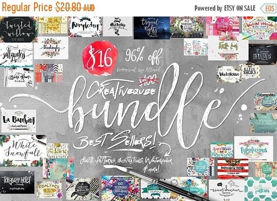 80% OFF Sale 96 Percent Off Sale, Bundle of Fonts and Graphics, modern calligraphy fonts, wedding fonts, Brush fonts, script fonts, Watercol