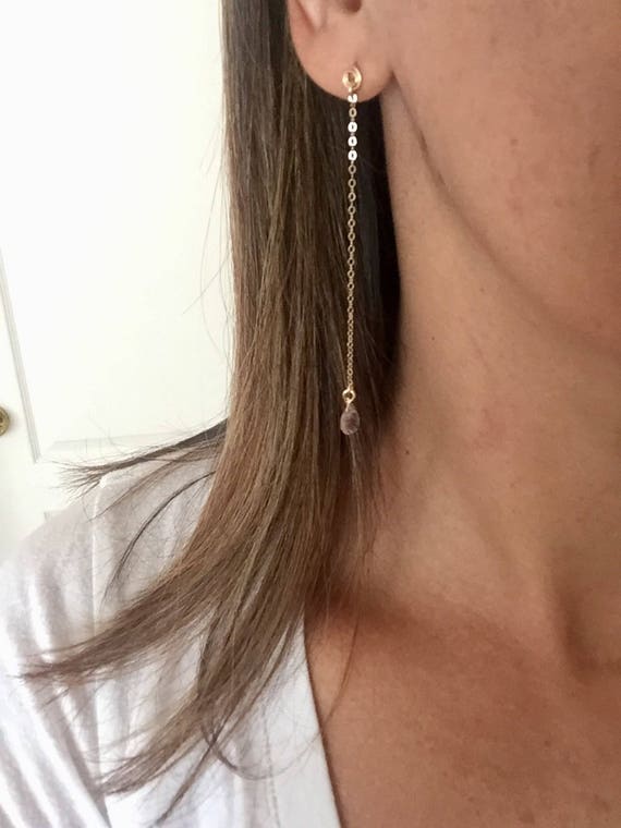 Long dangle earrings gold Clearance