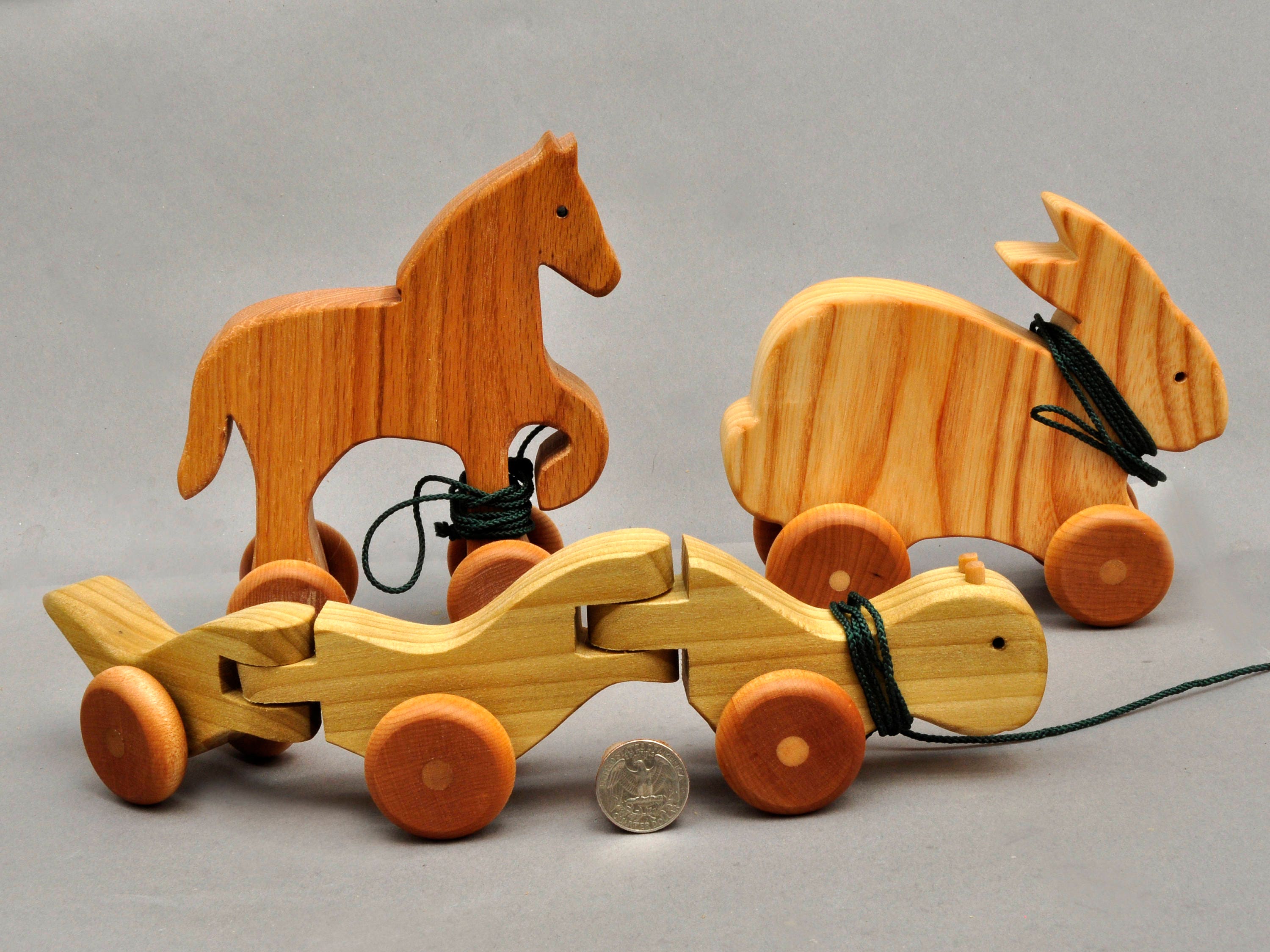 Wiggle Worm Pull Toy Wooden Toys Wooden Animal on Wheels Boys