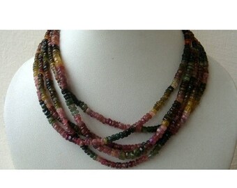 ON SALE 55% Multi Tourmaline Rondelles - 4mm Faceted Rondelles - 14 Inch Strand