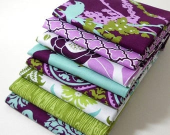 SALE 10% Off - Fabric Bundle 8 FQs - Aviary 2 by Joel Dewberry for Free Spirit - Lilac Palette - FAT QUARTER Bundle of 8