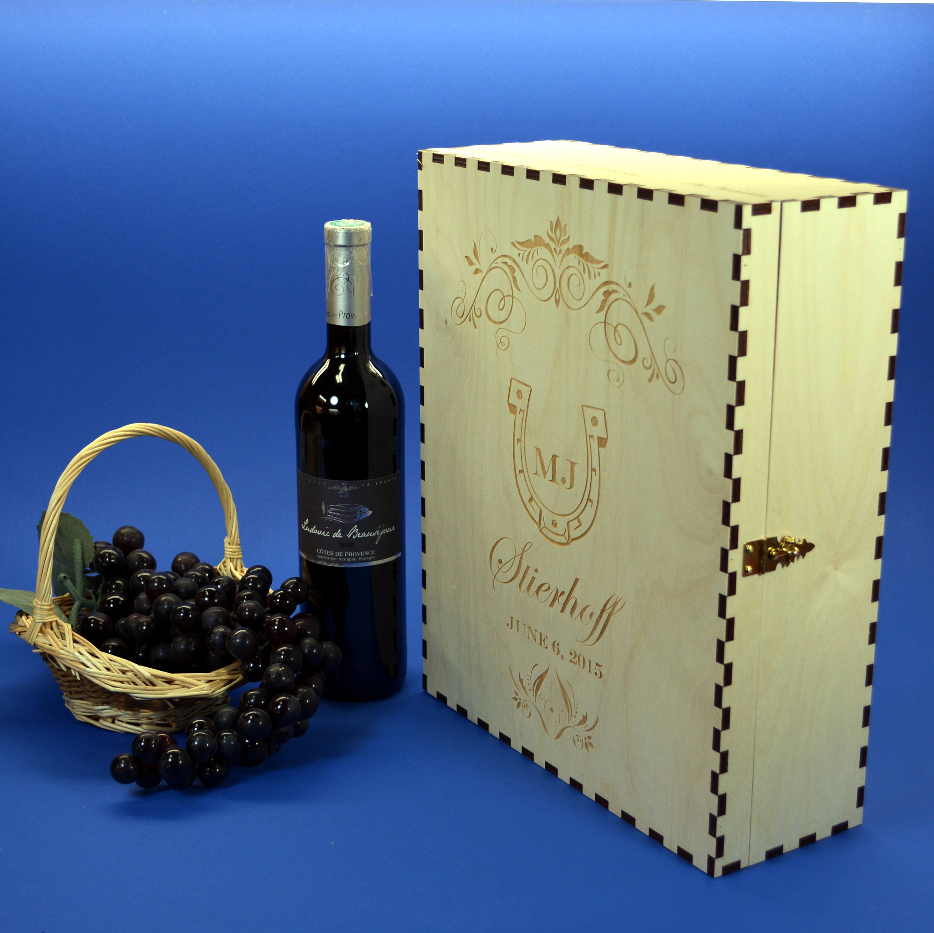 Elegant 3 Bottle Wood Wine Box Personalized by You