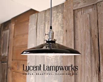 Pendant Fixture - Black Taper Shade - 14 Inch