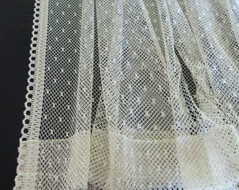 Reserved for William Rossi Lace Curtain Panels Ivory Tambour Lace 4 Curtain Panels 3 Valences Rue de France Arts and Crafts Design 891b