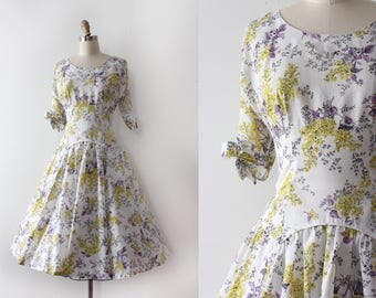 vintage 1950s dress // 50s sheer floral dress