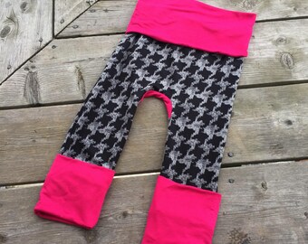 Maxaloones Grow with me pant pantalon évolutif pink pied-de-poule