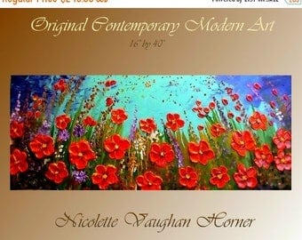 SALE Original Impasto style painting on Deep gallery wrap canvas Poppies by Nicolette Vaughan Horner