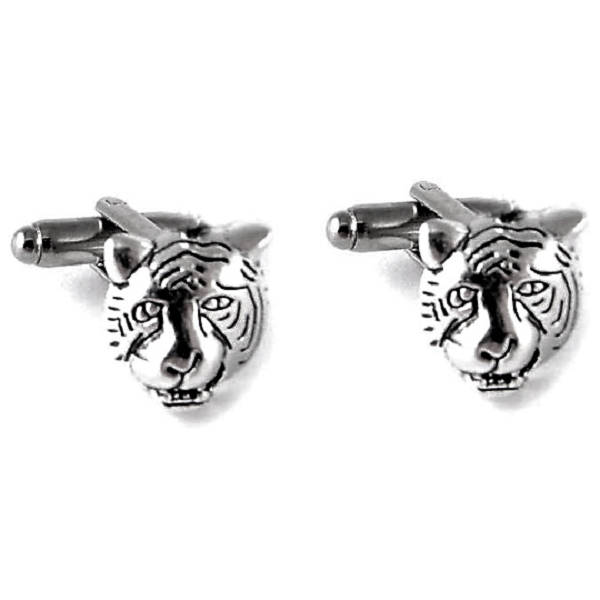 SALE Silver Tiger Cufflinks Men's Handcrafted Wild Cat