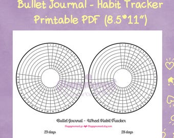 Bullet Journaling Wheel Habit Tracker Printable Sticker | Track your monthly habits