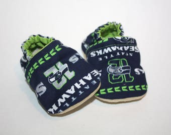 Seattle seahawk baby shoes sports baby shoes seahawk moccs baby booties baby slippers 12th man seahawk baby shoes vegan baby shoes moccs