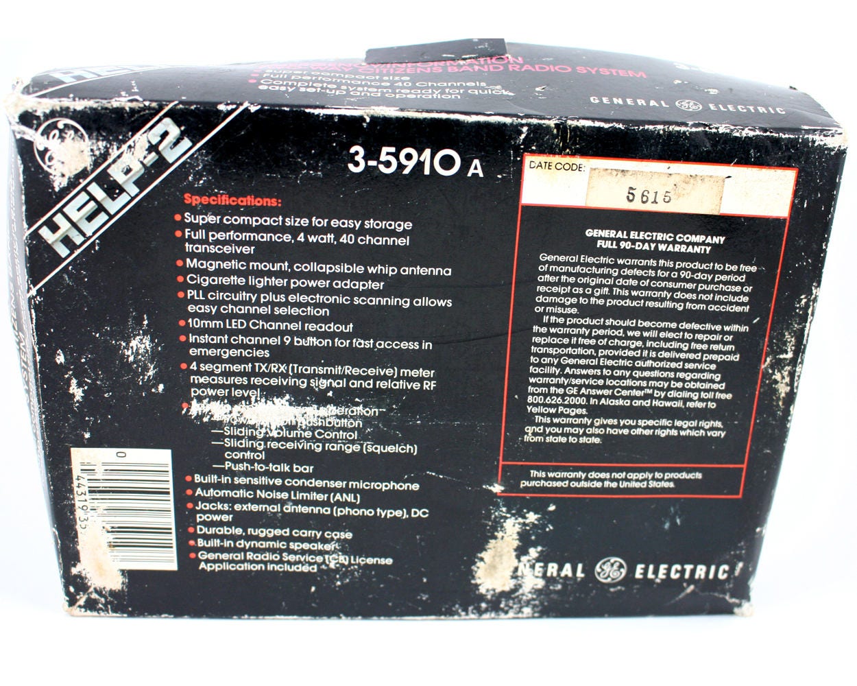 Vintage 1980s portable emergency CB 2way radio GE Help2