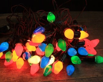 Vintage C-7 Christmas Light Strands with Bulbs // 4 Strands 44 Lights // Vintage Christmas