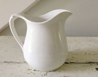 Vintage White Ironstone Pitcher W S George White Granite