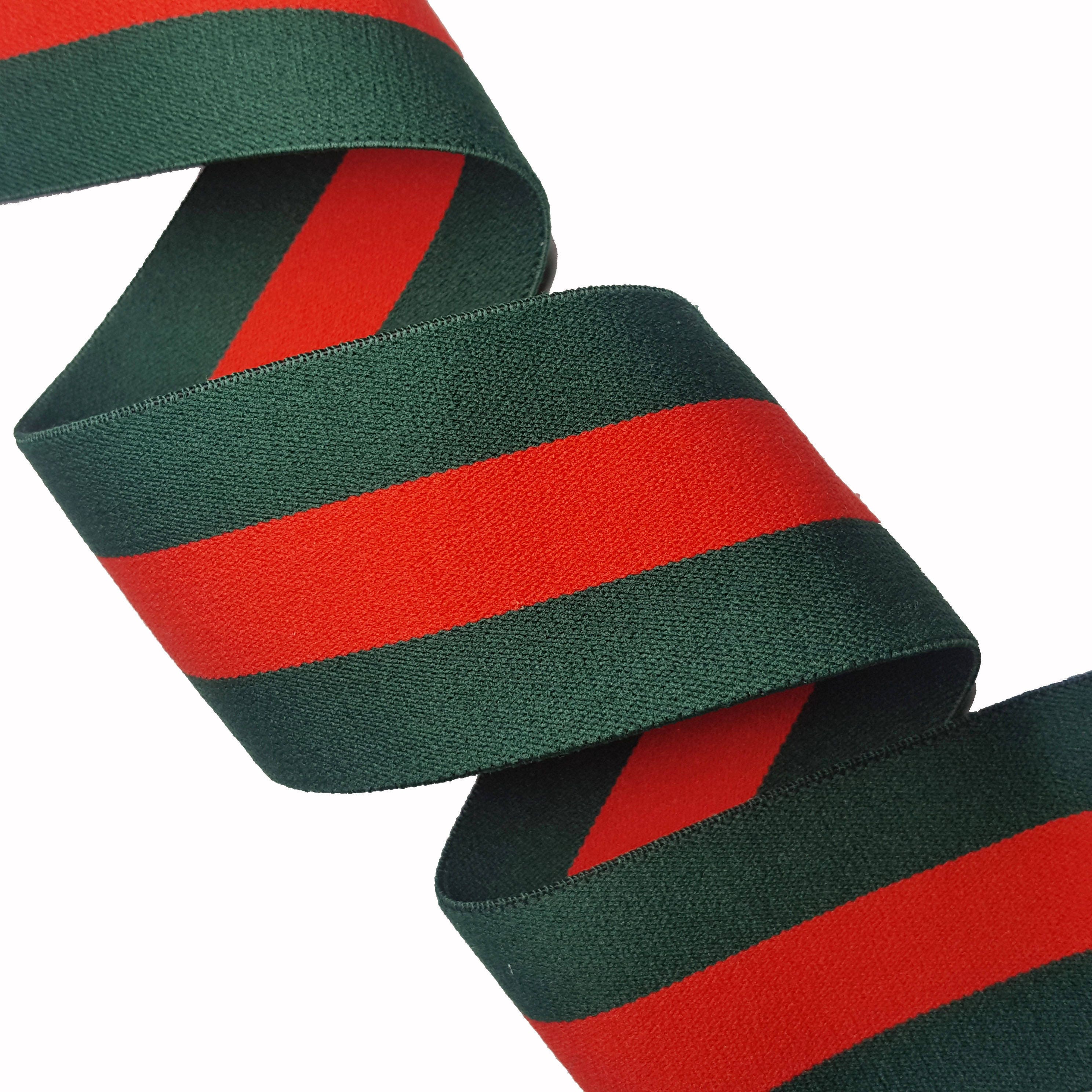 Green Red Striped Gucci Style Rubber Elastic Trim DIY Fashion