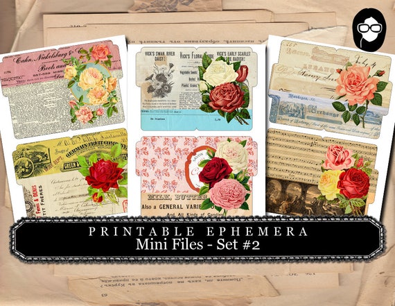 Bouquet Clipart - Mini Files Set #2 - 3 Page Instant Download - ephemera pack, altered art kit, junk journal kit, blank journal cards