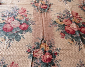 RESERVED -- glencourt floral bouquets vintage cotton barkcloth curtain panels