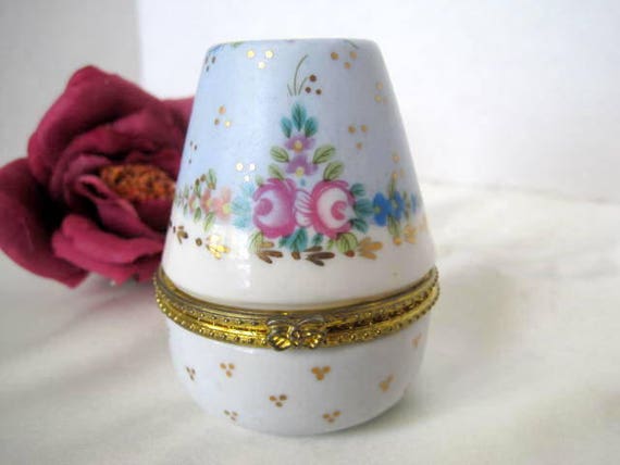 Jewelry Box - Porcelain Egg Shaped - Vanity Box - Painted Porcelain