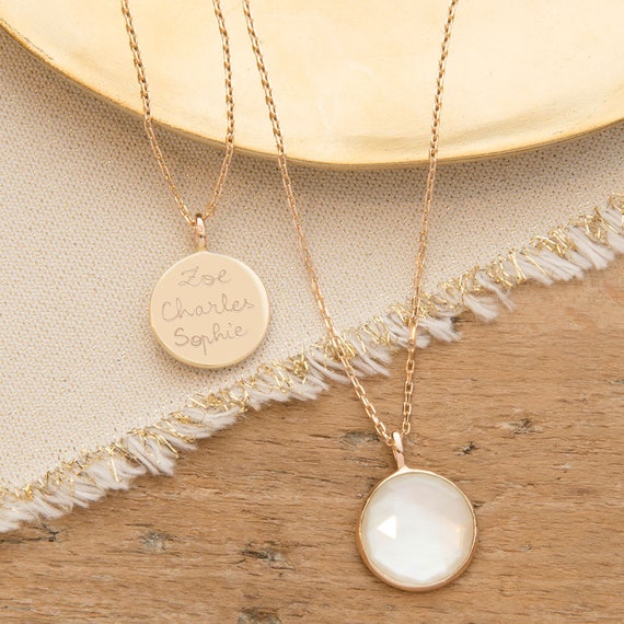 Personalized Mother of Pearl Pendant Necklace Mother of