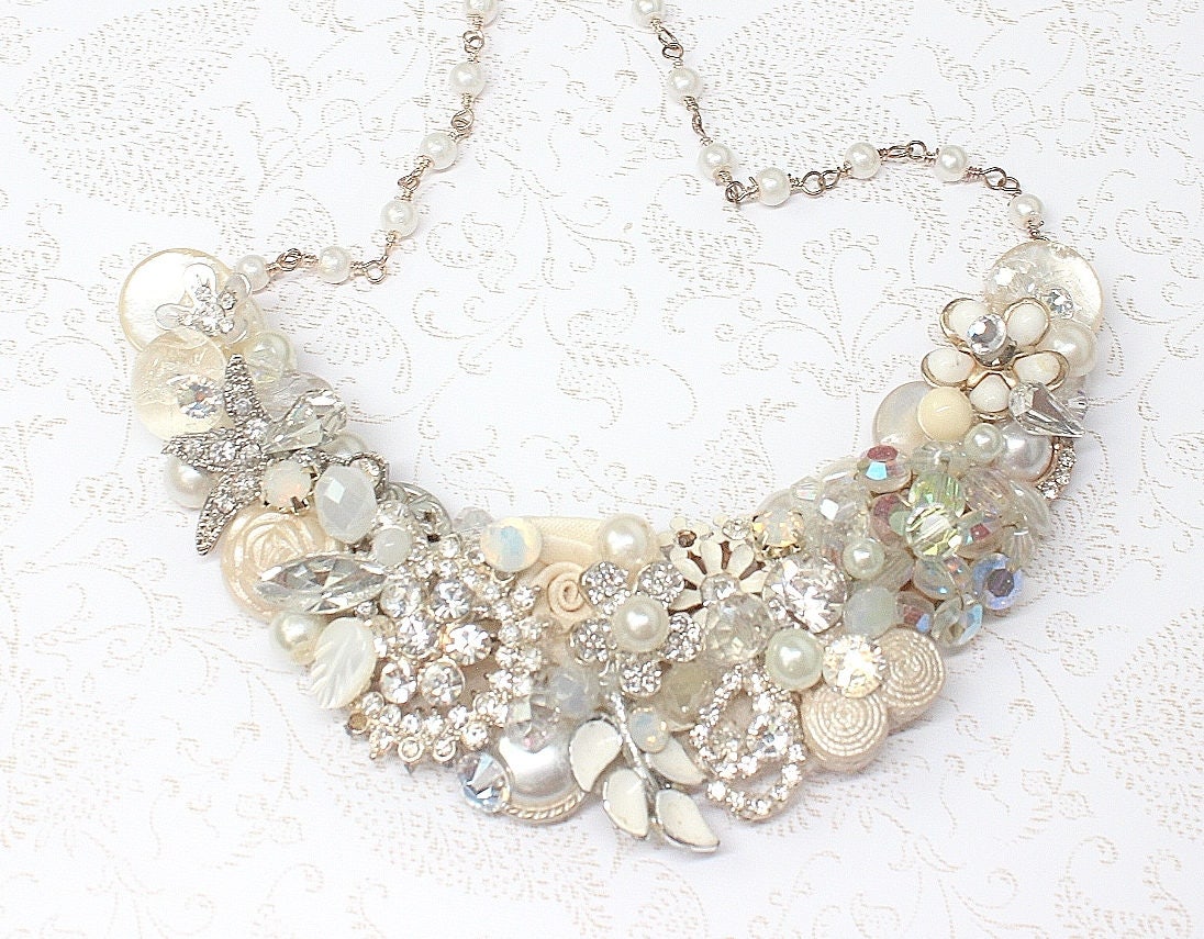 Bridal Statement Necklace Vintage Inspired Wedding Necklace 3440